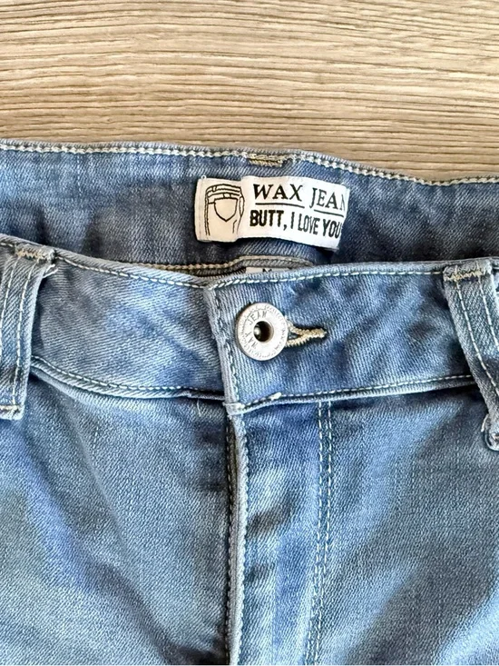 Wax Jean Light Wash Blue Denim Rolled Hem Shorts - Picture 5 of 9